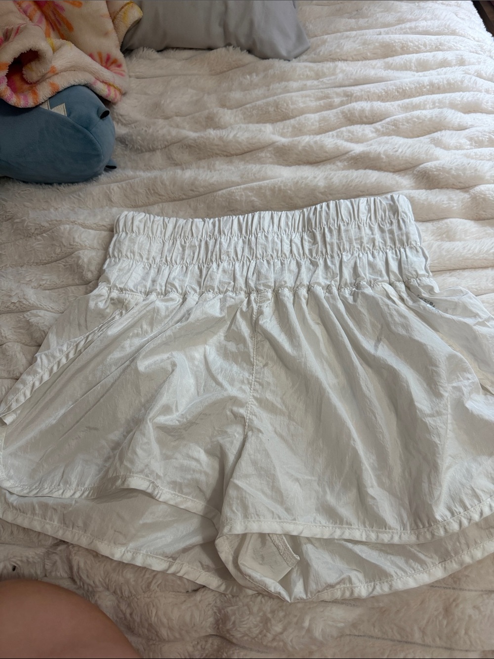 FP Movement by Free People White Smocked Waist Athletic Shorts